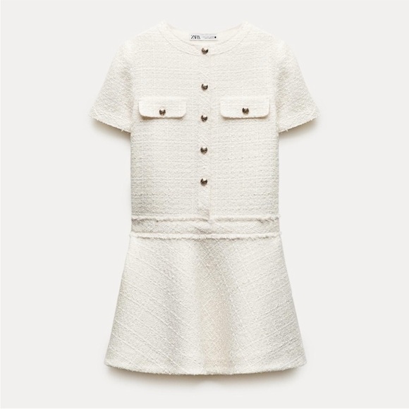 Zara Dresses & Skirts - ZARA WOMAN SHORT TEXTURED TWEED DRESS